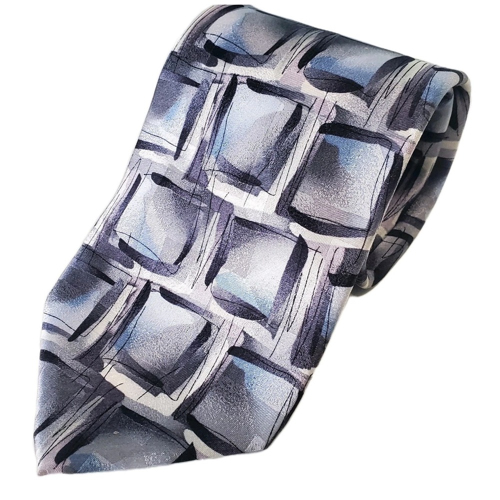 J. Garcia Neck Tie 100% Silk Uncorrected Manuscript Collection 55 Gray Blue Blk